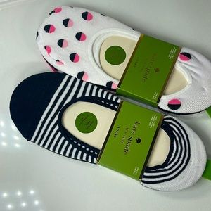 Kate Spade no show socks 6 pair polka dot stripped plain black white pin…